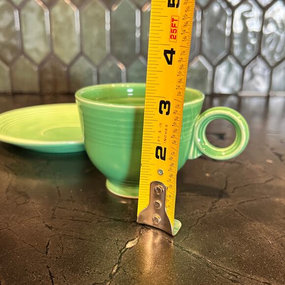 Vintage Fiestaware Fiesta Ring Handle Cup & Saucer Green - Picture 5 of 7